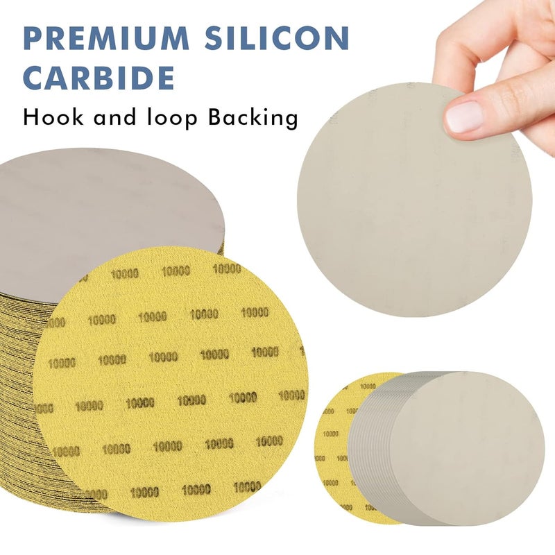 GOH DODD 6 Inch 10000 Grit Sanding Disc, 10 Pieces Wet Dry Sandpaper Hook and Loop Sanding Pads Silicon Carbide Sand Paper for Random Orbital Sander Auto Metal Glass Resin Wood Polishing Sanding - Image 2